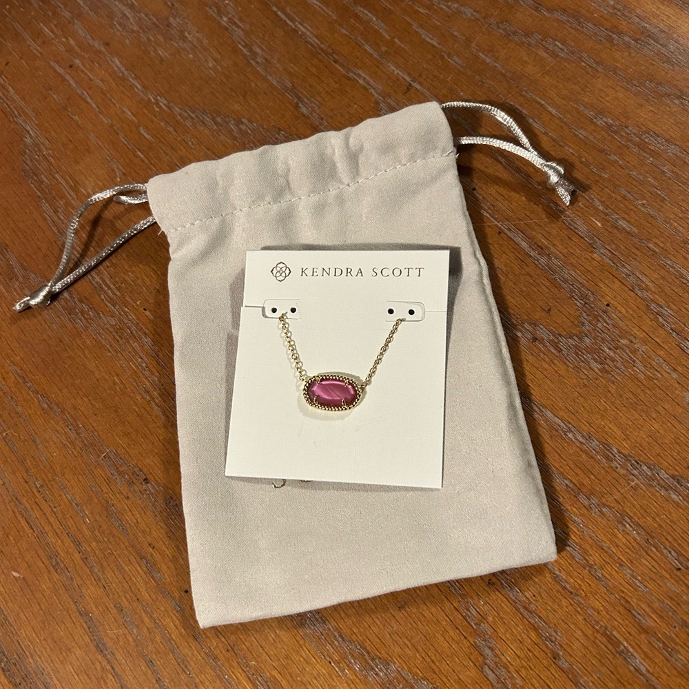 Kendra Scott Gold Necklace with Pink Stone